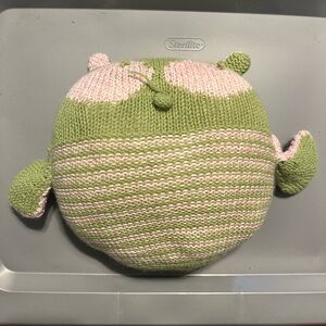 Green and Pink Knitted Stuffed Owl